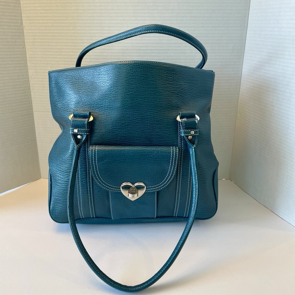 Y2K 2005 Valentine Ltd LoveCat Teal Heart Lock Satchel Shoulder Bag Vintage